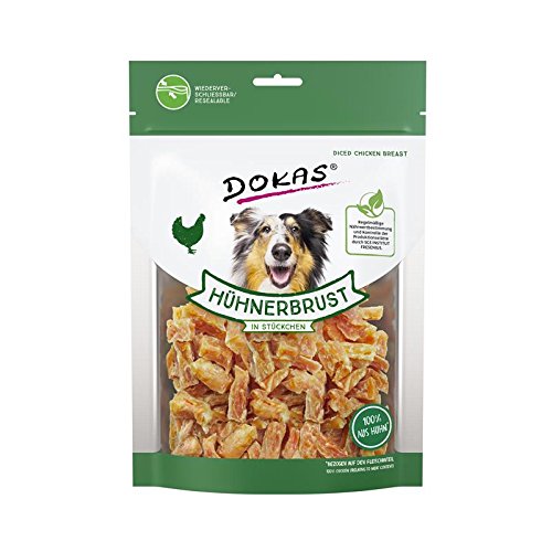 Dokas Dog Hühnerbrust in Stückchen für Hunde - 9 x 200 g von Dokas