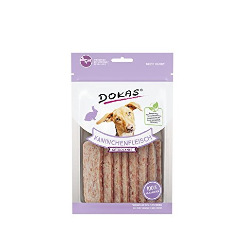 Dokas Hunde Snack Kaninchenfl. getrockn. | 12x70 g Hundesnack von Dokas