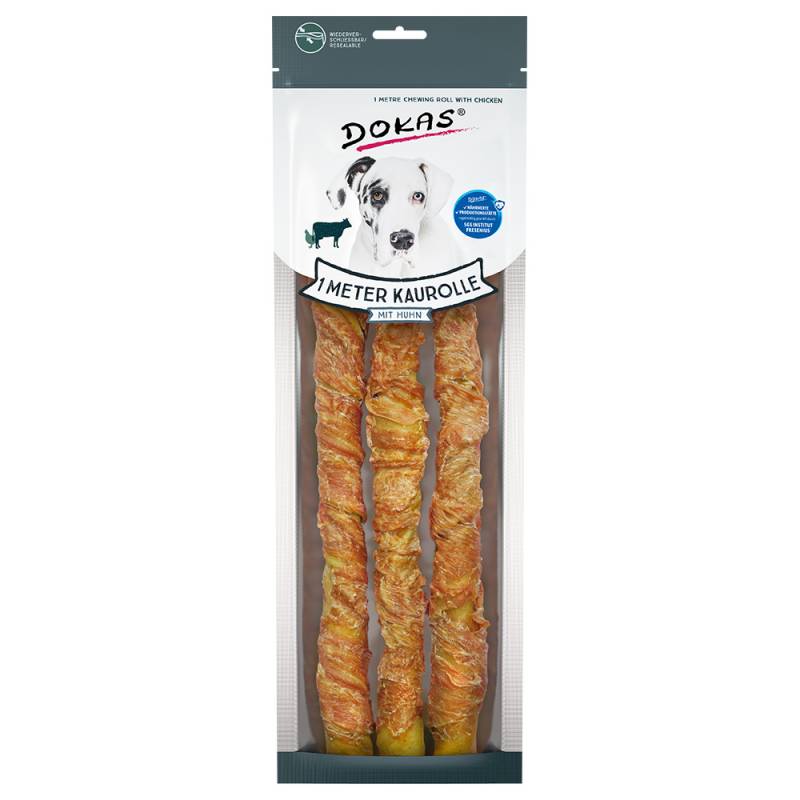 Dokas Hundesnack 1 Meter Kaurolle - Sparpaket: 3 x 315 g Huhn von Dokas