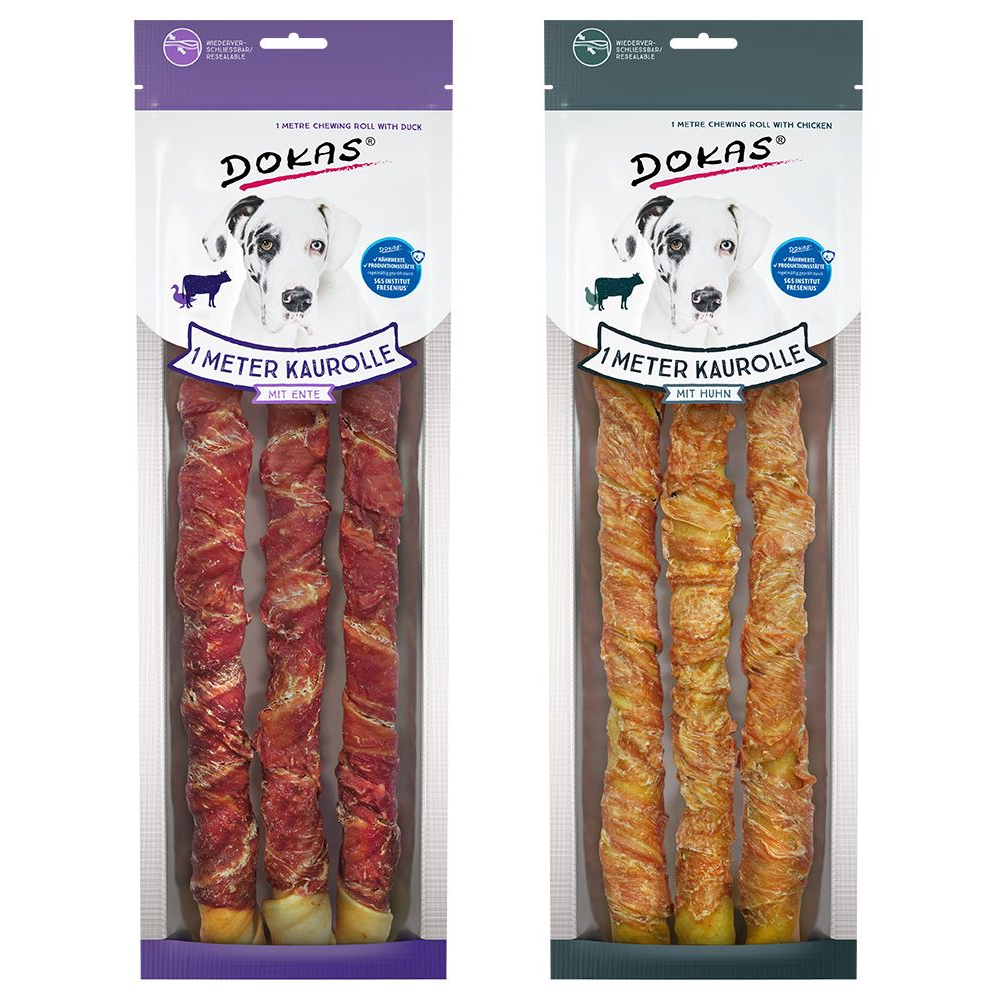 Dokas Hundesnack 1 Meter Kaurolle Mixpaket Huhn & Ente - 6 x 315 g Dokas Hundesnack 1 Meter Kaurolle Mixpaket Huhn & Ente - 6 x 315 g von Dokas