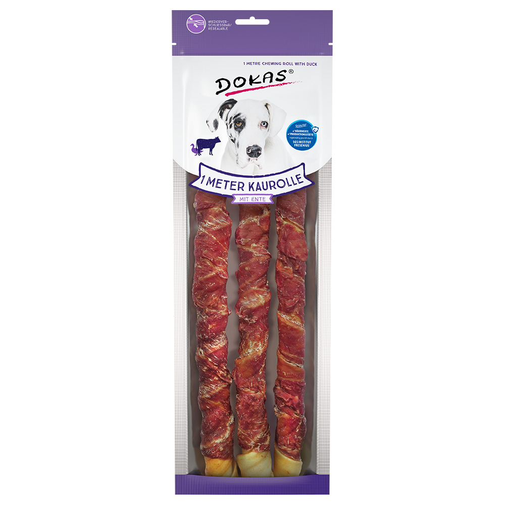 Dokas Hundesnack 1 Meter Kaurolle - Sparpaket: 6 x 315 g Ente Dokas Hundesnack 1 Meter Kaurolle - Sparpaket: 6 x 315 g Ente von Dokas