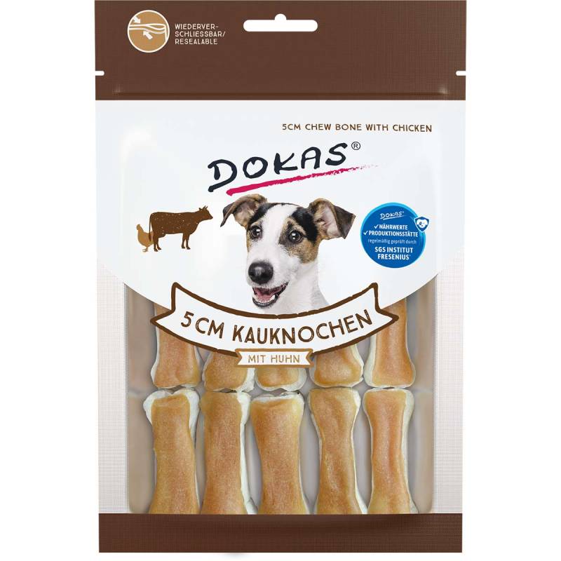 Dokas Hundesnack 5cm Kauknochen mit Huhn 10St von Dokas