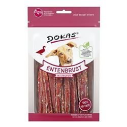 Dokas Dog Entenbrust in Streifen für Hunde - 12x 70 g von Dokas