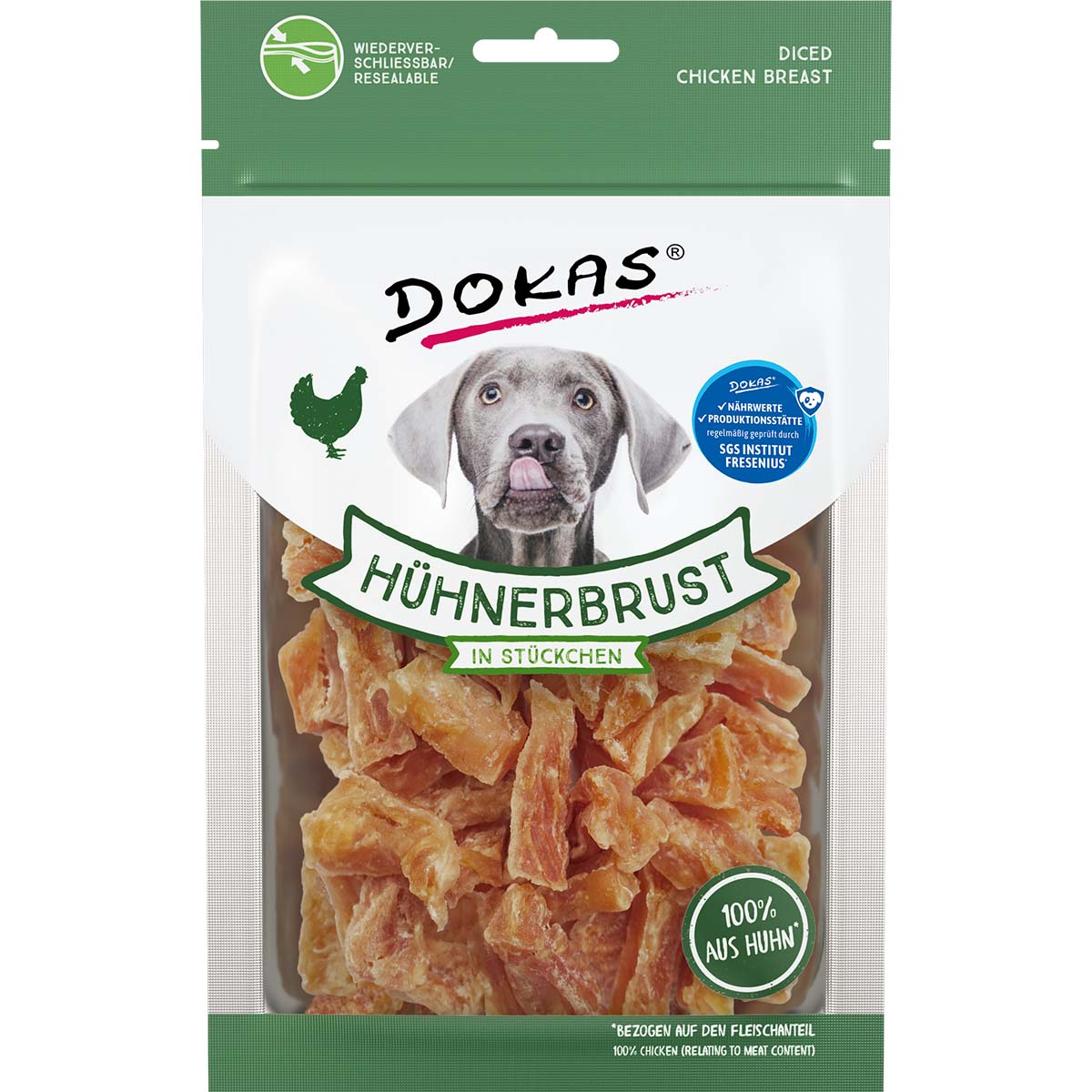 Dokas Hundesnack Hühnerbrust in Stückchen 5x70g von Dokas