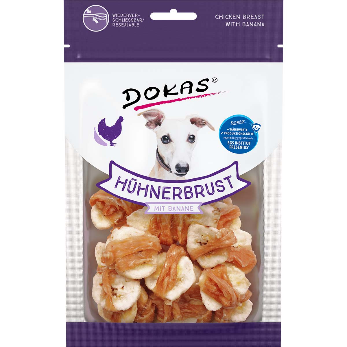 Dokas Hundesnack Hühnerbrust mit Banane 4x70g Dokas Hundesnack Hühnerbrust mit Banane 4x70g von Dokas