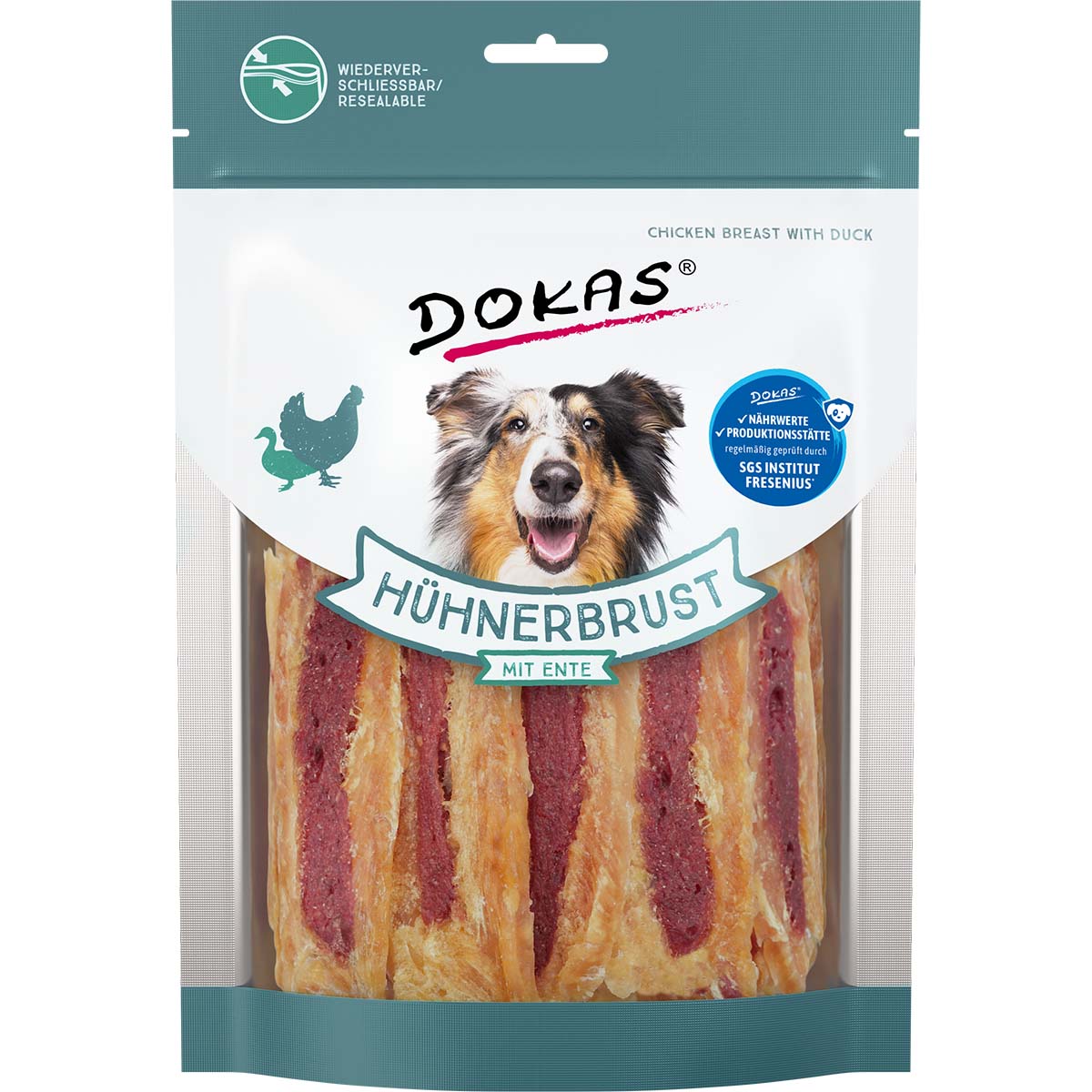 Dokas Hundesnack Hühnerbrust mit Ente 220g von Dokas