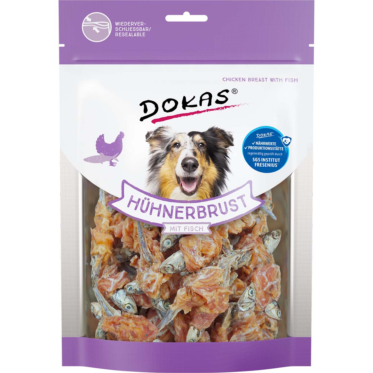 Dokas Hundesnack Hühnerbrust mit Fisch 2x220g von Dokas