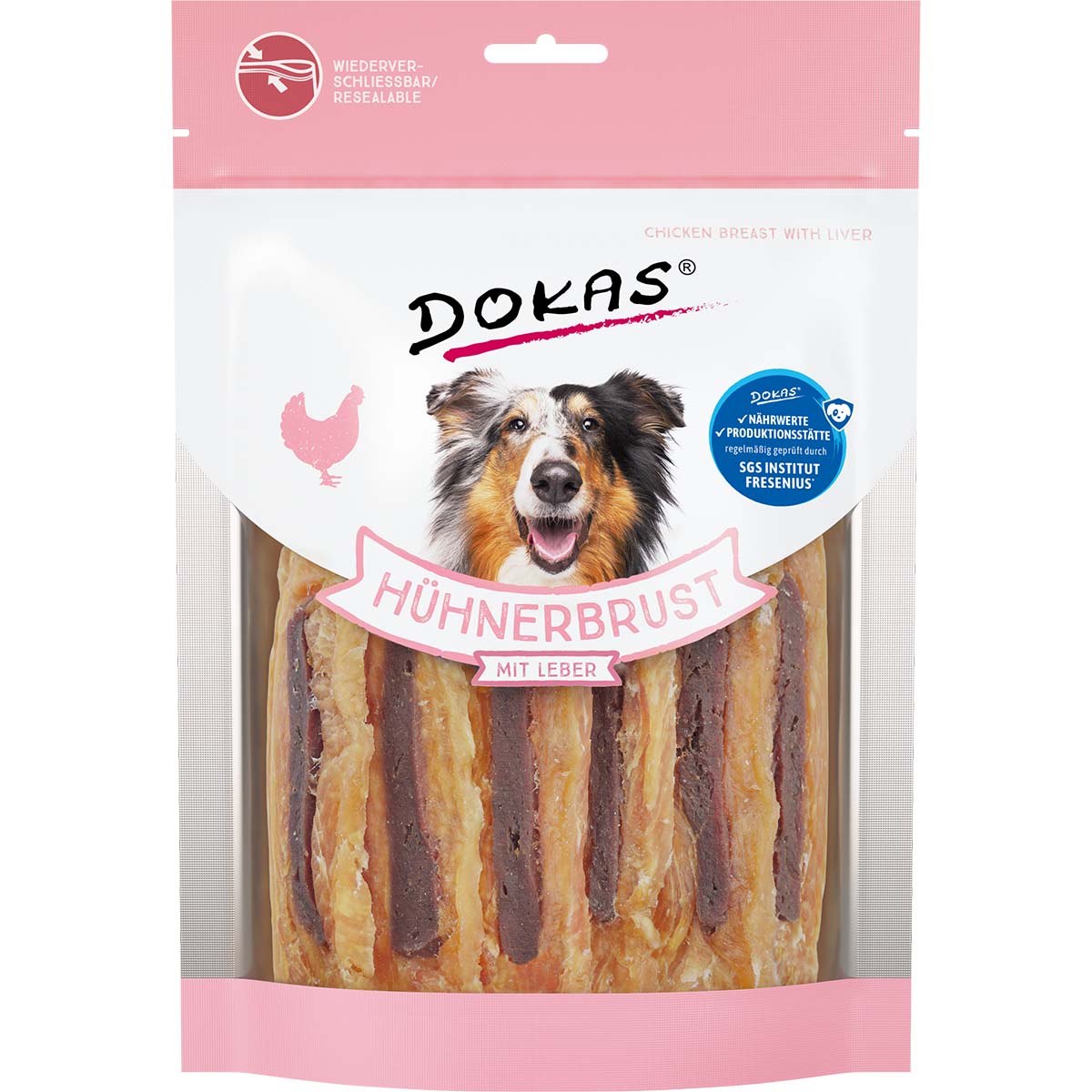 Dokas Hundesnack Hühnerbrust mit Leber 220g von Dokas