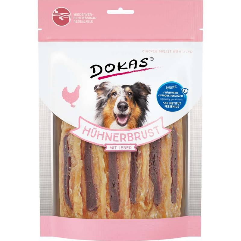 Dokas Hundesnack Hühnerbrust mit Leber 4x220g von Dokas