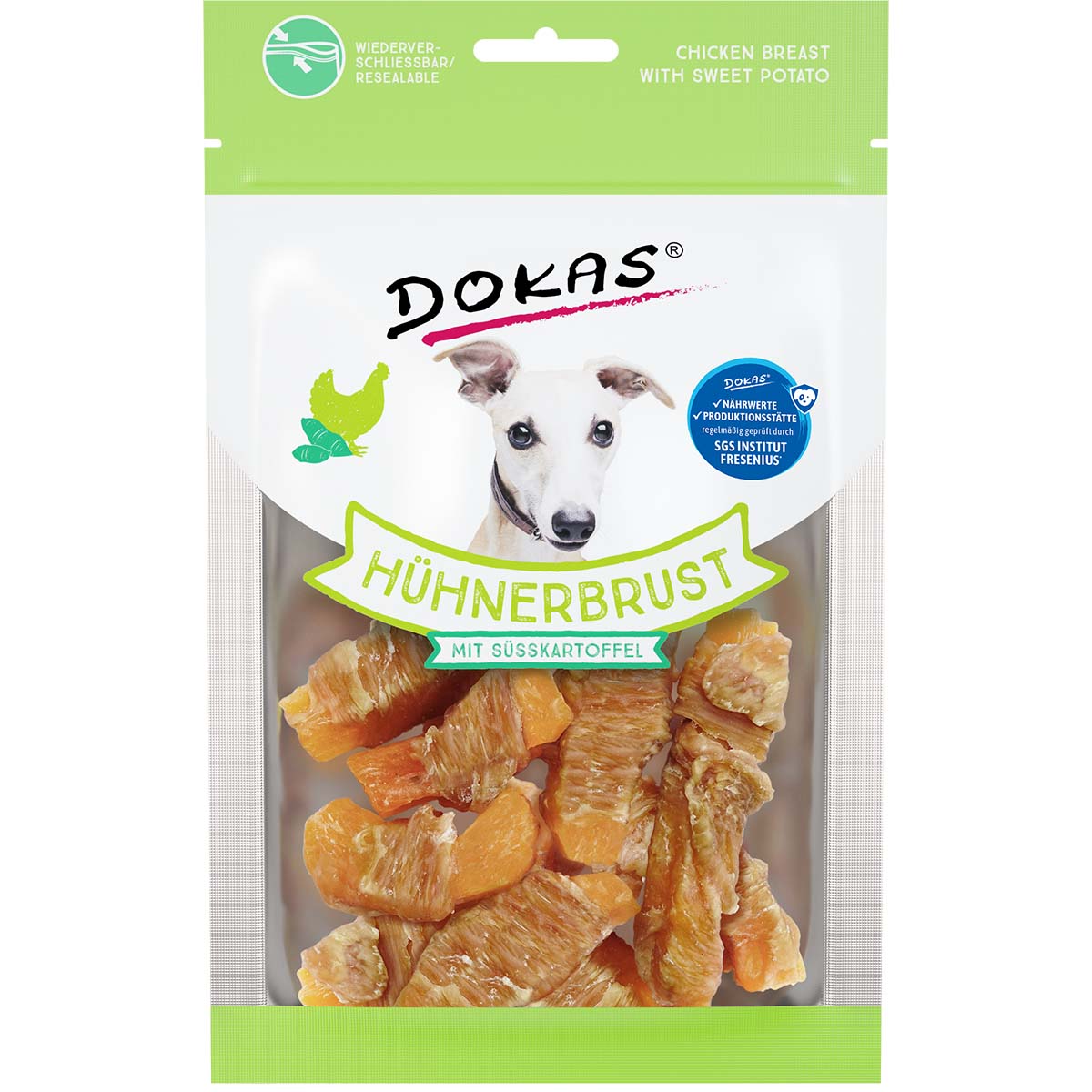Dokas Hundesnack Hühnerbrust mit Süßkartoffel 10x70g von Dokas