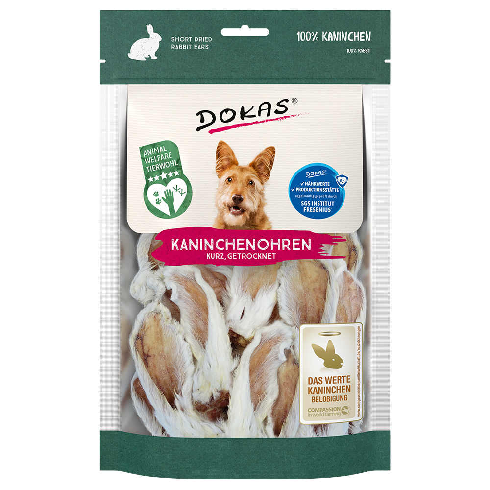 Dokas Kaninchenohren mit Fell - 100 g von Dokas