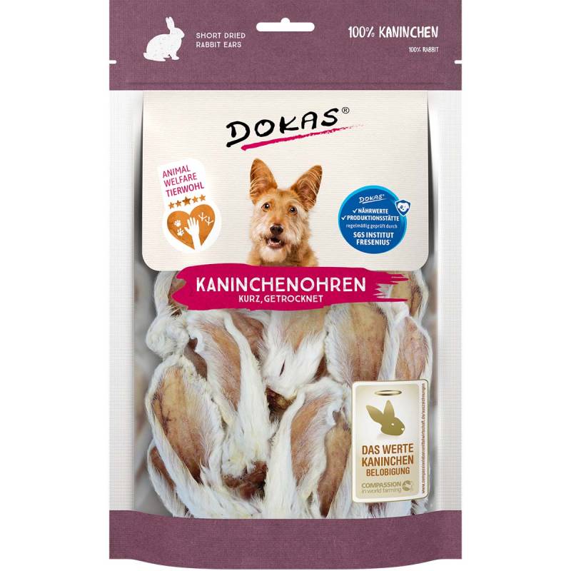 Dokas Kaninchenohren mit Fell getrocknet 7x100g von Dokas