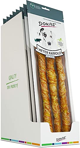 Dokas Dog Snack 1 m Kaurolle aus Rinderhaut mit Huhn - 8 x 315g von Dokas
