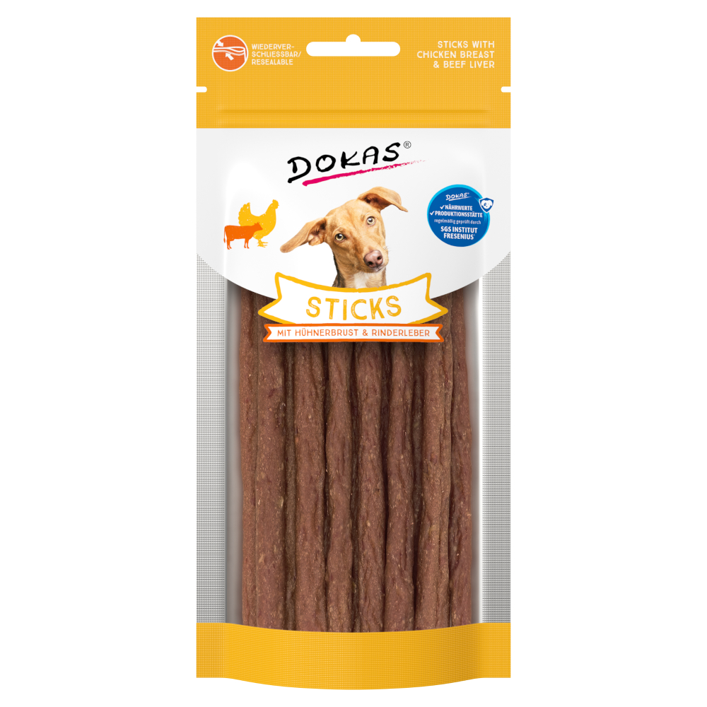 Dokas Sticks - mit Hühnerbrust & Rinderleber (60 g) von Dokas