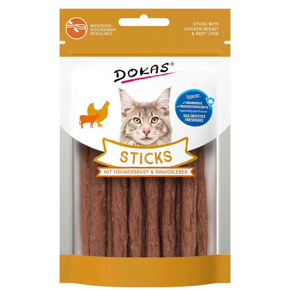 Dokas Sticks mit Hühnerbrust & Rinderleber 30g Dokas Sticks mit Hühnerbrust & Rinderleber 30g von Dokas