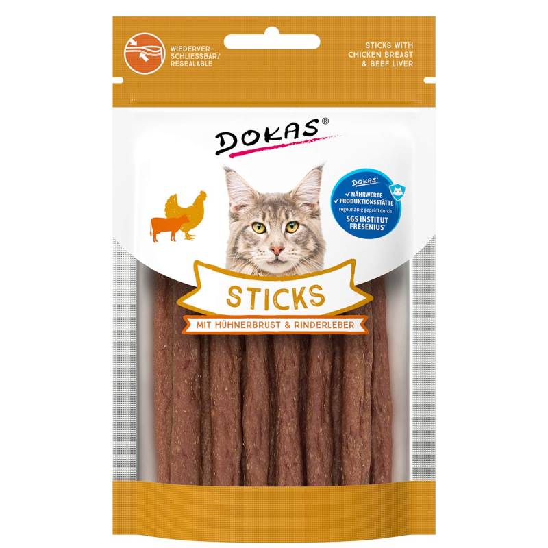 Dokas Sticks mit Hühnerbrust & Rinderleber 30g Dokas Sticks mit Hühnerbrust & Rinderleber 30g von Dokas