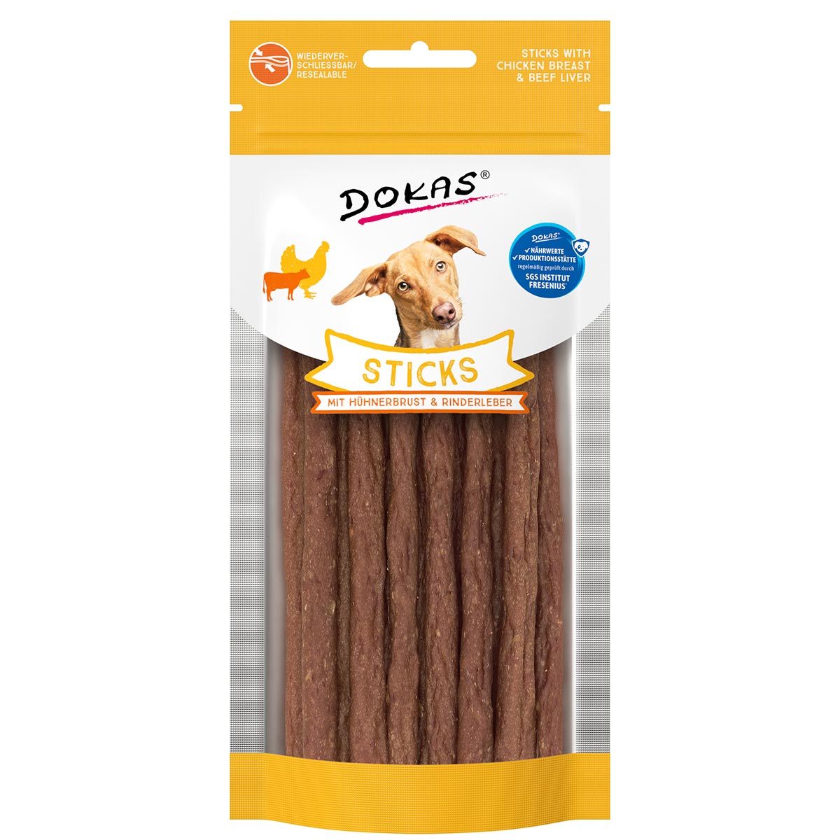 Dokas Sticks mit Hühnerbrust und Rinderleber 4x60g Dokas Sticks mit Hühnerbrust und Rinderleber 4x60g von Dokas