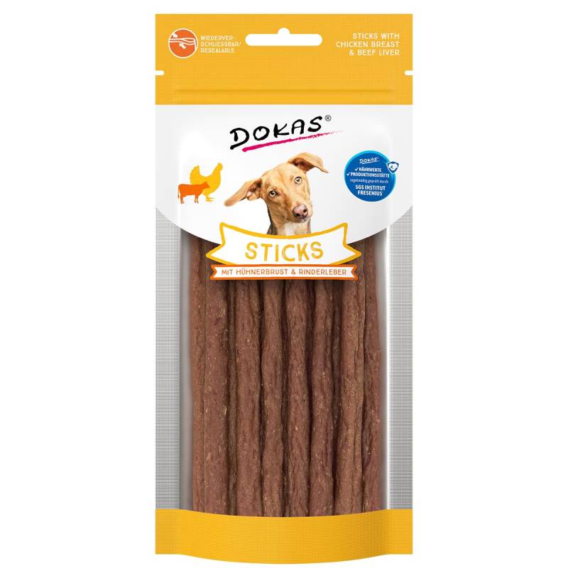 Dokas Sticks mit Hühnerbrust und Rinderleber 4x60g von Dokas