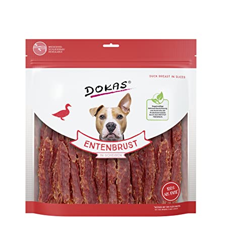 DOKAS Entenbrust in Scheiben – Getreidefreier Premium Snack für Hunde – aus Entenbrustfilet – 1 x 900 g von Dokas
