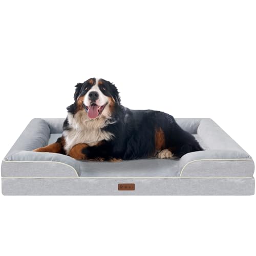 Dokdogs Jumbo Orthopädische Hundebetten für extra große Hunde, wasserdichtes Memory-Schaum, Haustier-Couch-Bett mit abnehmbarem, waschbarem Bezug und rutschfester Unterseite, XXL-Hundesofabett (XXL von Dokdogs