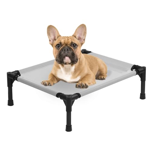 Dokdogs Kleines, erhöhtes Hundebett, 55,9 cm, Kühlbett für Welpen, mit abnehmbarem, waschbarem, atmungsaktivem Netzgewebe, erhöhtes Hundebett für drinnen und draußen, Grau Dokdogs Kleines, erhöhtes Hundebett, 55,9 cm, Kühlbett für Welpen, mit abnehmbarem, waschbarem, atmungsaktivem Netzgewebe, erhöhtes Hundebett für drinnen und draußen, Grau von Dokdogs