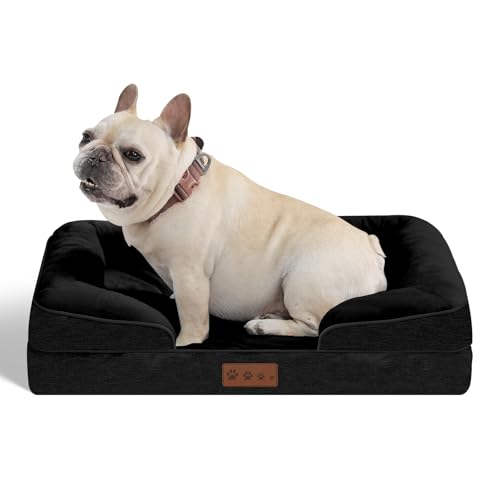 Dokdogs Orthopädisches Hundebett, mittelgroße Hunde, mit abnehmbarem, waschbarem Bezug, wasserdichtem Futter und rutschfester Unterseite, Schaumstoffsofa, Haustierbett (M, Schwarz) von Dokdogs