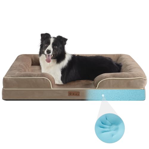 Dokdogs Orthopädisches Hundebett für große Hunde, wasserdicht, Memory-Schaum, Haustierbetten mit rutschfester Unterseite, waschbar, mit waschbarem, abnehmbarem Bezug, Khaki Dokdogs Orthopädisches Hundebett für große Hunde, wasserdicht, Memory-Schaum, Haustierbetten mit rutschfester Unterseite, waschbar, mit waschbarem, abnehmbarem Bezug, Khaki von Dokdogs