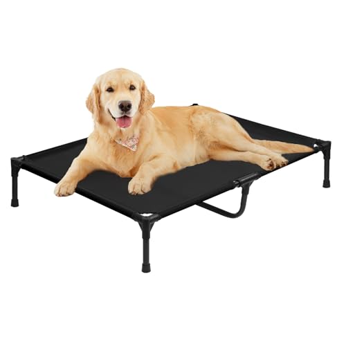 Dokdogs XL erhöhtes Hundebett, 130 cm, wasserdicht, erhöhtes Kühlbett für 55,3 kg Hunde, mit waschbarem, atmungsaktivem Netzgewebe, Allwetter-Outdoor-Hundebett mit rutschfesten Füßen, Schwarz Dokdogs XL erhöhtes Hundebett, 130 cm, wasserdicht, erhöhtes Kühlbett für 55,3 kg Hunde, mit waschbarem, atmungsaktivem Netzgewebe, Allwetter-Outdoor-Hundebett mit rutschfesten Füßen, Schwarz von Dokdogs