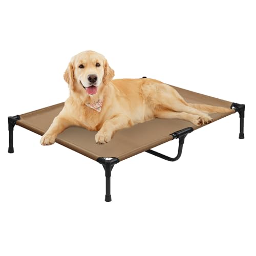 Dokdogs XL erhöhtes Hundebett, 130 cm, wasserdicht, erhöhtes Kühlbett für 55,8 kg Hunde, mit waschbarem, atmungsaktivem Netzgewebe, Allwetter-Hundebett für draußen mit rutschfesten Füßen, Braun Dokdogs XL erhöhtes Hundebett, 130 cm, wasserdicht, erhöhtes Kühlbett für 55,8 kg Hunde, mit waschbarem, atmungsaktivem Netzgewebe, Allwetter-Hundebett für draußen mit rutschfesten Füßen, Braun von Dokdogs