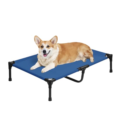 Kühlendes erhöhtes Hundebett, tragbar, erhöhtes Haustierbett mit waschbarem und atmungsaktivem Netzgewebe, rutschfeste Füße, langlebig, Blau Kühlendes erhöhtes Hundebett, tragbar, erhöhtes Haustierbett mit waschbarem und atmungsaktivem Netzgewebe, rutschfeste Füße, langlebig, Blau von Dokdogs