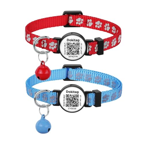 DOKITAG Reflektierendes Katzenhalsband mit QR-Code-Namensschild, Breakaway-Katzenhalsband mit Haustier-ID-Tag und Glocken, Scannen Sie QR, erhalten Sie sofortige Haustierstandort-Benachrichtigung, DOKITAG Reflektierendes Katzenhalsband mit QR-Code-Namensschild, Breakaway-Katzenhalsband mit Haustier-ID-Tag und Glocken, Scannen Sie QR, erhalten Sie sofortige Haustierstandort-Benachrichtigung, von Dokitag