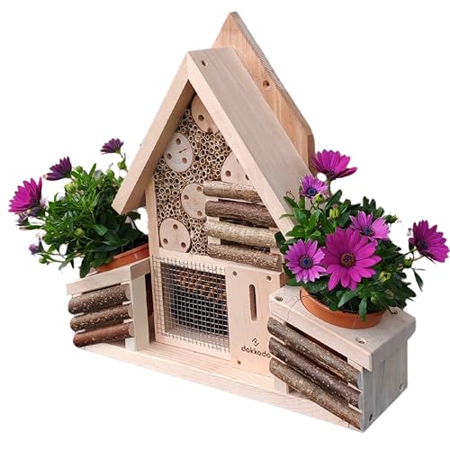 Premium Insektenhotel mit Blumentopf - Natürlicher Nistplatz für Bienen & Insekten, Insektenhaus mit Pflanzschale für Garten & Balkon, Wetterfest & Nachhaltig Premium Insektenhotel mit Blumentopf - Natürlicher Nistplatz für Bienen & Insekten, Insektenhaus mit Pflanzschale für Garten & Balkon, Wetterfest & Nachhaltig von Dokkodo