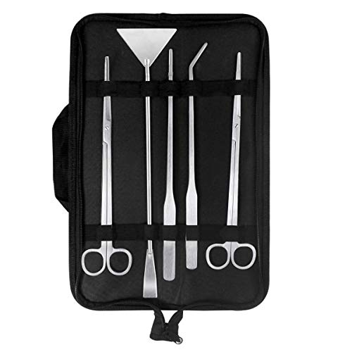 5 in 1 Aquarium Werkzeug Set Pinzette Schere Kiesspatel Spachtel Aquascaping Werkzeugset aus Premum Edelstahl für die Pflanzenpflege und Gestaltung von Dokpav
