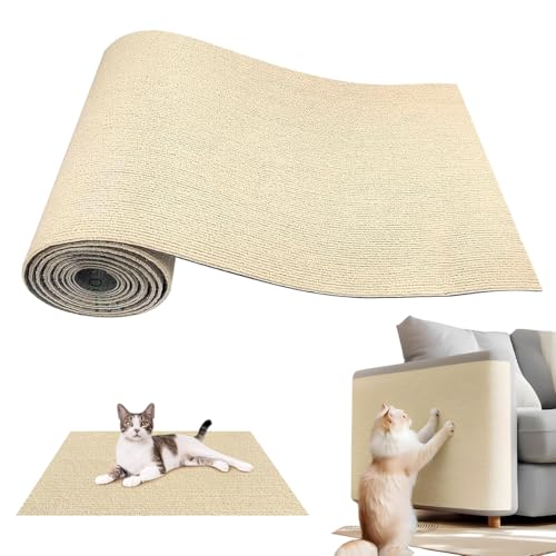Katzenkratzmatten Selbstklebend 40cm x 200cm, Kratzschutz Wand Sofa Katze, DIY Trimmbarer Kratzteppich für Schützt Möbel, Katzen Kratzschutz, AntiKratz Tape für Katzenständer von Doksvp