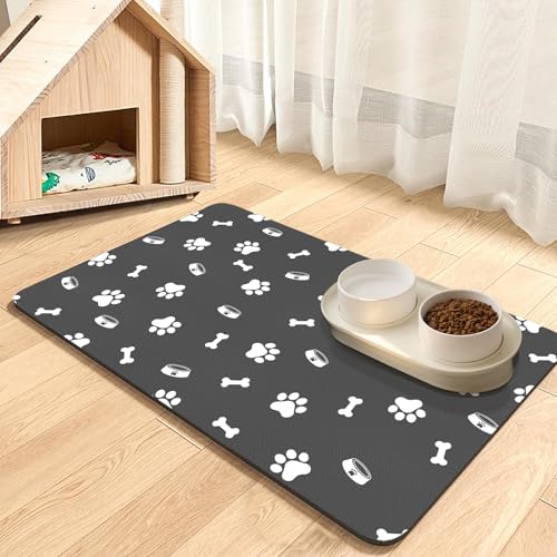 Dolic Pet Feeding Mat, Haustier-Fütterungsmatte – Saugfähige Unterlage für Futter- und Wassernapf, fleckenfrei, schnelltrocknend, Hunde- und Katzenfuttermatte mit wasserdichter Gummirückseite von Dolic