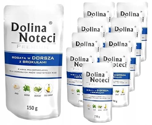 Dolina Noteci Premium Nassfutter für Hunde Kabeljau und Brokkoli Glutenfrei 10 x 150g von Dolina Noteci