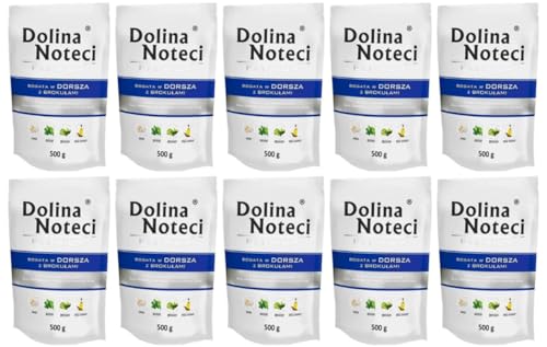 Dolina Noteci Premium Nassfutter für Hunde Kabeljau und Brokkoli Glutenfrei 10 x 500g von DOLINA NOTECI