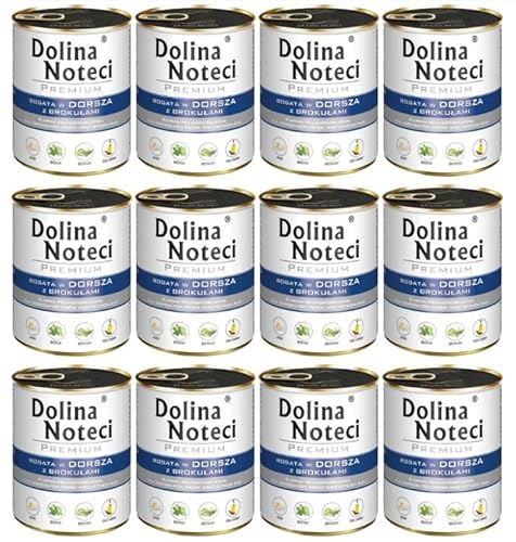 Dolina Noteci Premium Nassfutter für Hunde in Dosen mit Kabeljau und Brokkoli Glutenfrei 12 x 800g von DOLINA NOTECI