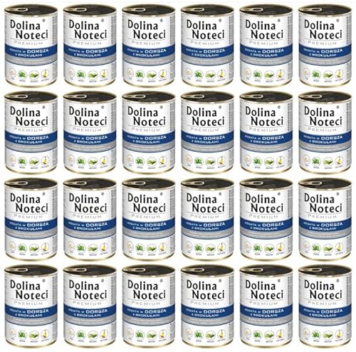 Dolina Noteci Premium Nassfutter für Hunde in Dosen mit Kabeljau und Brokkoli Glutenfrei 24 x 400g von DOLINA NOTECI
