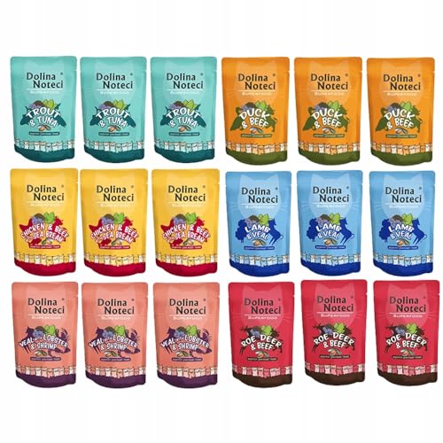 Dolina Noteci Superfood Nassfutter für Katzen Getreidefrei Sorten-Mix, 18 Portionsbeutel (18 x 85 g) von DOLINA NOTECI