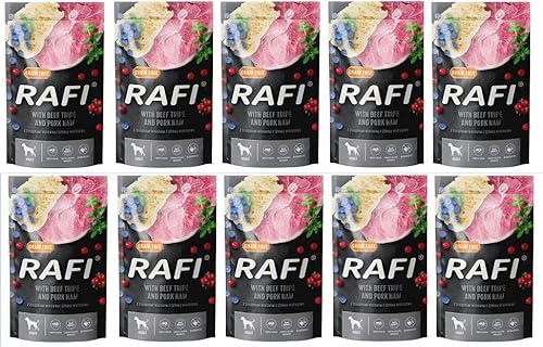 Rafi Mit Rindermagen und Schweineschinken Hundenassfutter 10 Packung mit 500g Enthält alle notwendigen Mineralstoffe und Vitamine von DOLINA NOTECI