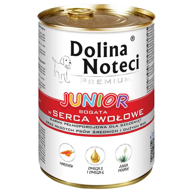 Sparpaket Dolina Noteci Premium Junior 48 x 400 g - Rinderherzen von Dolina Noteci