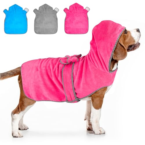 Dolitego Hunde-Bademantel, super saugfähig, weiche Mikrofaser, für Hunde nach dem Baden, schnell trocknend, Haustierpflege-Handtuch mit Kapuze, Rosarot, Größe M Dolitego Hunde-Bademantel, super saugfähig, weiche Mikrofaser, für Hunde nach dem Baden, schnell trocknend, Haustierpflege-Handtuch mit Kapuze, Rosarot, Größe M von Dolitego