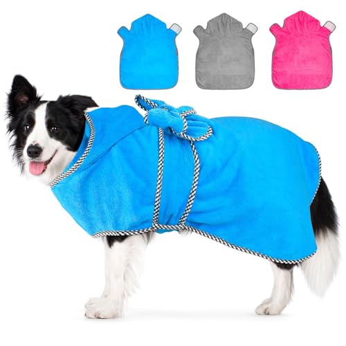 Dolitego Hundebademantel, super saugfähig, weiche Mikrofaser, Hundemäntel für nach dem Baden, schnell trocknend, Haustierpflegetuch mit Kapuze, Blau, Größe XXL Dolitego Hundebademantel, super saugfähig, weiche Mikrofaser, Hundemäntel für nach dem Baden, schnell trocknend, Haustierpflegetuch mit Kapuze, Blau, Größe XXL von Dolitego