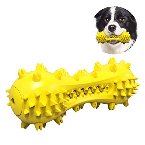 Dolovemk Kauspielzeug für Hunde, Zahnbürstenstab, interaktives Kauspielzeug für Hunde, Zahnpflege, langlebig, Naturkautschuk, bissfest, Reinigungs-Massagegerät (gelb) von Dolovemk