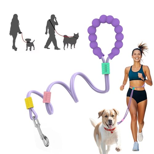 DomKim Hundeleine mit gepolstertem Griff, Taillenleine für Spaziergänge mit dem Hund, verstellbare Seilleine für kleine Rassen, robuste Leinen für große Hunde, Violett von DomKim