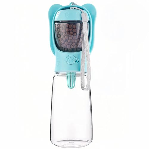 DomKim Leichte, tragbare Wasserflasche für kleine Hunde, Reise-Welpen-Wasserspender, Welpenzubehör, Strand-Essentials, Trinkfutter, auslaufsichere Flaschen (Blau, 550 ml) von DomKim