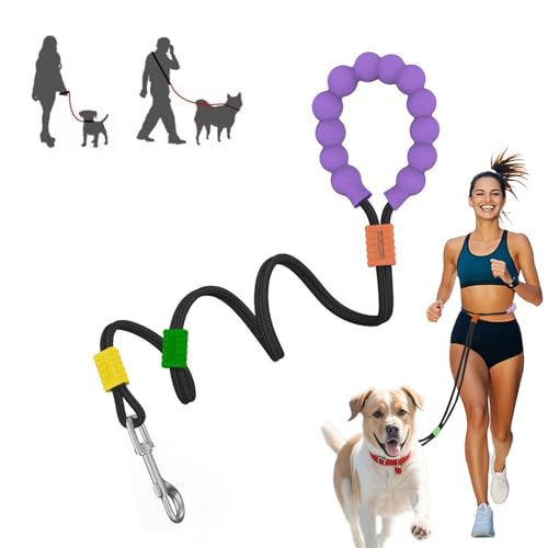 DomKim Strapazierfähige Hundeleine mit doppeltem Abschnitt, freihändiges Seil für kleine, mittelgroße und große Hunde, Hundeleine mit Komfortgriff, Spazierengehen, Laufen, Crossbody-Taillenleine für von DomKim