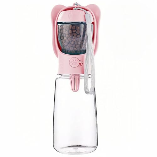 DomKim Tragbare Hunde-Wasserflasche mit Futterbehälter für kleine und mittelgroße Hunde, zum Spazierengehen, Joggen, Reisen, Welpen, Wasserspender, Näpfe, auslaufsicher, rosa Strandzubehör, 550 ml DomKim Tragbare Hunde-Wasserflasche mit Futterbehälter für kleine und mittelgroße Hunde, zum Spazierengehen, Joggen, Reisen, Welpen, Wasserspender, Näpfe, auslaufsicher, rosa Strandzubehör, 550 ml von DomKim