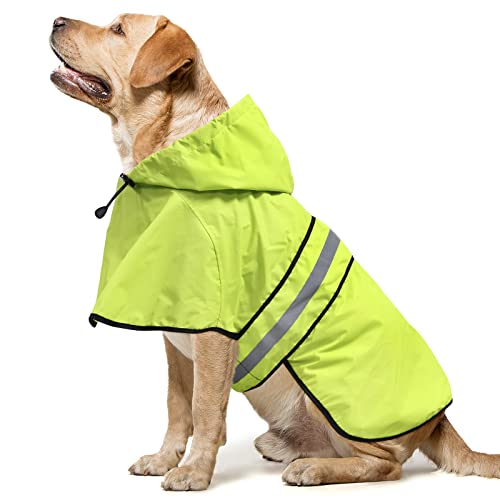 Domagiker Reflektierende Hunde-Regenmäntel – wasserdicht, leicht, Hunderegenmantel, Regenponcho, verstellbare Hunderegenmäntel, Jacke für nächtliches Gassigehen (groß, grün) von Domagiker